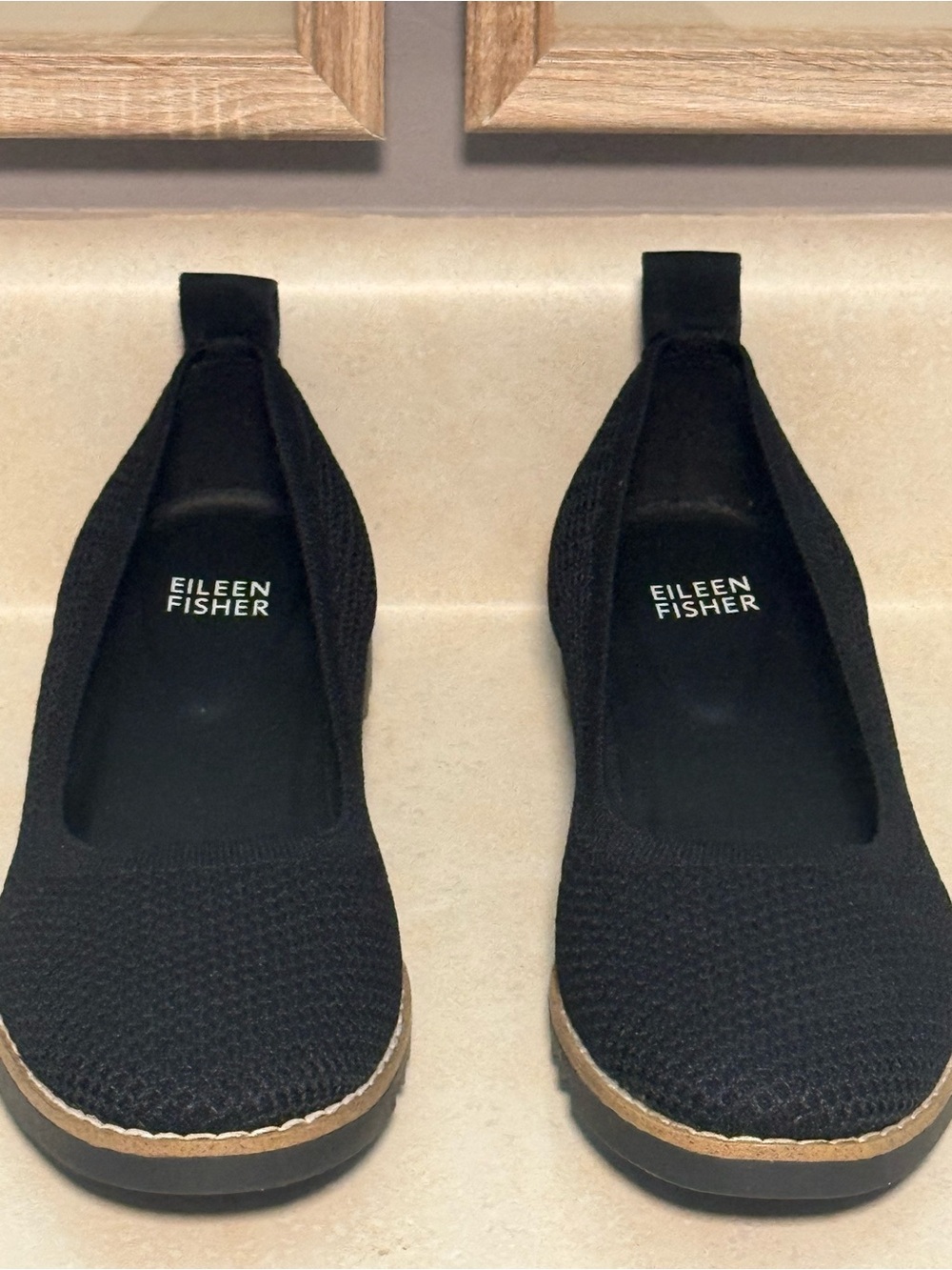 Eileen Fisher Black Knit Slip-On Loafers